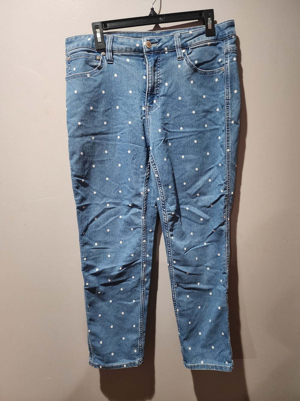 Workshop Republic Clothing Blue Polka Dot Cropped Jeans